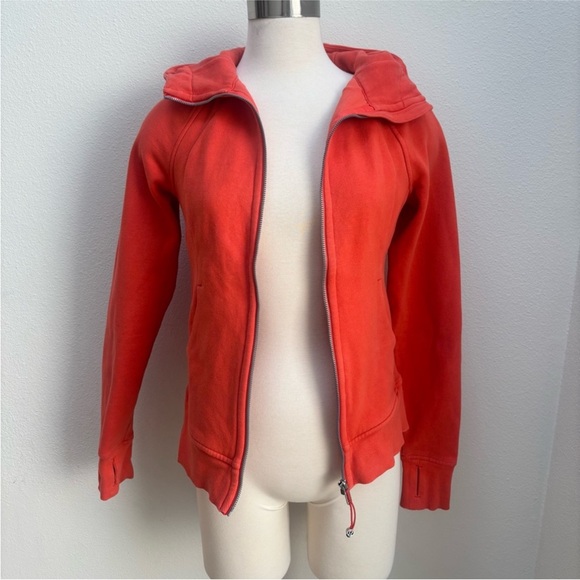 Lululemon Scuba Hoodie Full Zip Classic Fit Vivid Flame Orange Red Size 4 Small - Picture 6 of 15